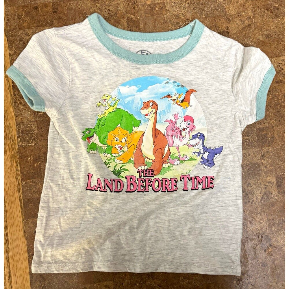 Vintage The Land Before Time Gray/Blue Ringer Graphic T-Shirt M (7-8) Littlefoot